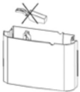Simple line drawing of a battery casing with a cross symbol above it (no text or labels)