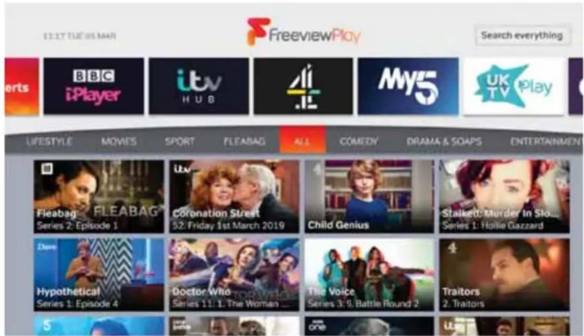 13:17 TUE 05 MAR FreeviewPlay Search everything erts BBC iPlayer itv HUB Ali My5 UK TV Play LIFESTYLE MOVIES SPORT FLEABAG ALL COMEDY DRAMA & SOAPS ENTERTAINMENT Fleabag FLEABAG Series 2: Episode 1 Coronation Street 52: Friday 1st March 2019 Child Genius Stalked: Murder In Slou... Series 1: Hollie G…