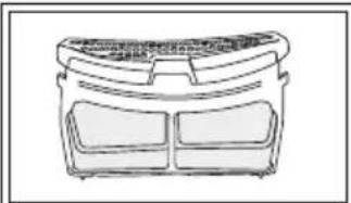 Line drawing of a container with two compartments and a top lid (no text or symbols)