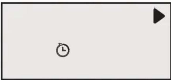 Simple diagram with a clock icon and a play button, no text or symbols present