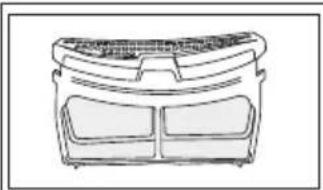 Line drawing of a front view of a microwave oven (no text or symbols)