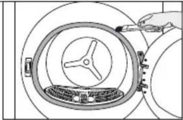 Diagram of a hand inserting a component into a circular tank with a handle (no text or symbols)