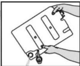 Illustration of a hand holding a rectangular object with multiple vertical slots and a small circular component, no text or symbols present.