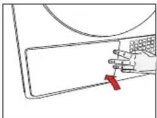 Illustration of a hand pressing down on a laptop keyboard with a red arrow pointing to the screen (no text or symbols present)