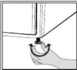 Hand holding a mechanical component with a curved arrow indicating rotation (no text or symbols)