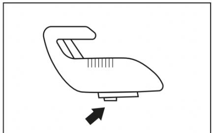 Line drawing of a chair with an arrow indicating motion (no text or symbols)