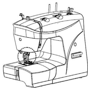Line drawing of a sewing machine with no visible text or symbols
