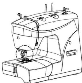 Line drawing of a sewing machine with no visible text or symbols
