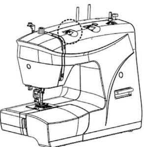 Line drawing of a sewing machine with no visible text or symbols