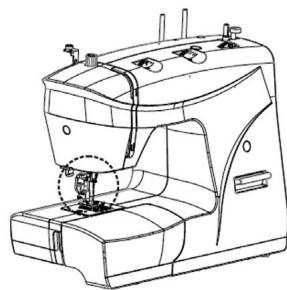 Line drawing of a sewing machine with no visible text or symbols