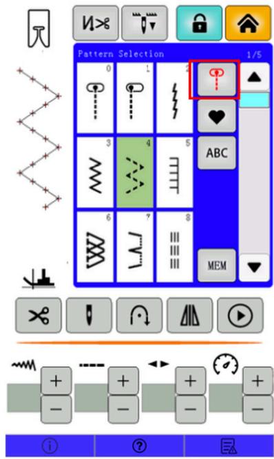 Pattern Selection 1/5 0 1 2 3 4 5 ABC 6 7 8 MEM ① ② ③