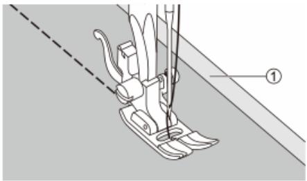 Technical line drawing of a sewing machine with a base and handle, showing no text or symbols
