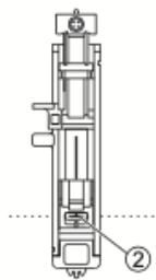 Technical diagram illustrating mechanical assembly steps with labeled components and directional arrows