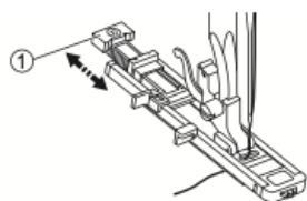 Technical diagram showing a mechanical assembly with labeled component ① and directional arrows indicating motion or force.