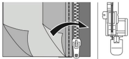 Technical diagram showing a mechanical assembly with a zipper mechanism and a separate schematic of a device (no text or symbols present)