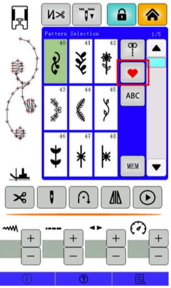 Pattern Selection 1/5 40 41 42 43 44 45 46 47 48 ABC MEM ① ②
