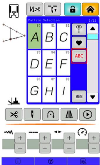 Pattern Selection 1/12 80 81 82 A B C 83 84 85 ABC D E F 86 87 88 G H I MEM ① ② E