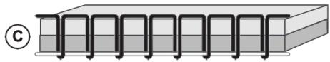Diagram of a layered structure with coiled elements, no text or symbols present