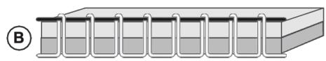 Diagram of a test tube with liquid and coiled tubes, labeled B (no text or symbols on the tube itself)