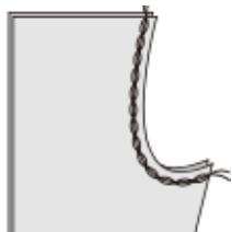Pure geometric line drawing of a curved, segmented structure without any text or symbols