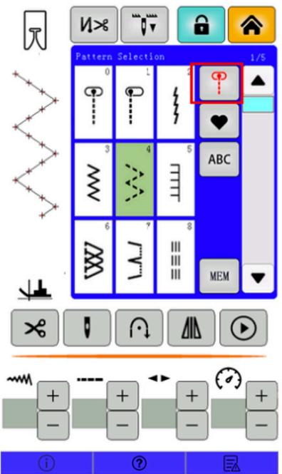 Pattern Selection 1/5 0 1 2 3 4 5 ABC 6 7 8 MEM ① ②