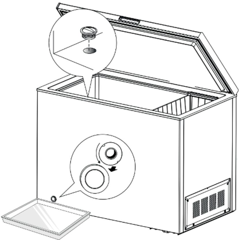 Line drawing of a microwave oven with an open lid and internal components, showing no text or symbols.