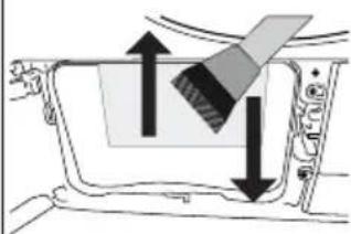 Diagram of a vehicle's seatbelt mechanism showing force application and clearance (no text or symbols)