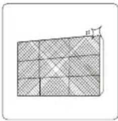 Diagram of a grid-patterned rectangular structure with a small arrow labeled 'E' pointing to the top right corner (no text or symbols within the diagram itself)