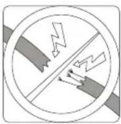 Cross-sectional diagram of a hazard symbol with lightning bolts indicating electrical hazard (no text or labels)