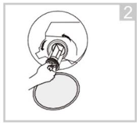 Illustration of a hand holding a circular object with arrows indicating motion (no text or symbols)