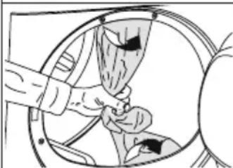 Illustration of hands installing or adjusting a component inside a circular frame (no text or symbols visible)