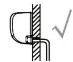 Simple line drawing of a bracket and vertical wall with a checkmark (no text or symbols)