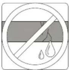 Prohibition sign with crossed line and droplet symbols, likely indicating water safety or pollution control