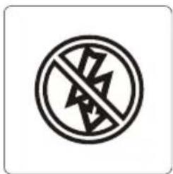 Prohibition sign with a circular symbol containing a crossed-out arrow and lightning bolt, indicating no prohibition or resistance.