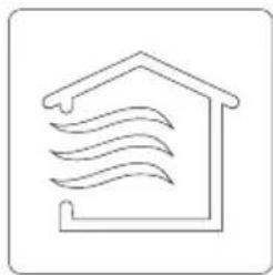 Simple line drawing of a house with wavy lines inside, no text or symbols present