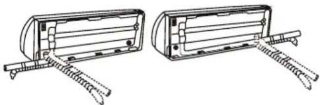 Technical line drawing of two rectangular electronic components with connectors and internal wiring (no text or symbols)