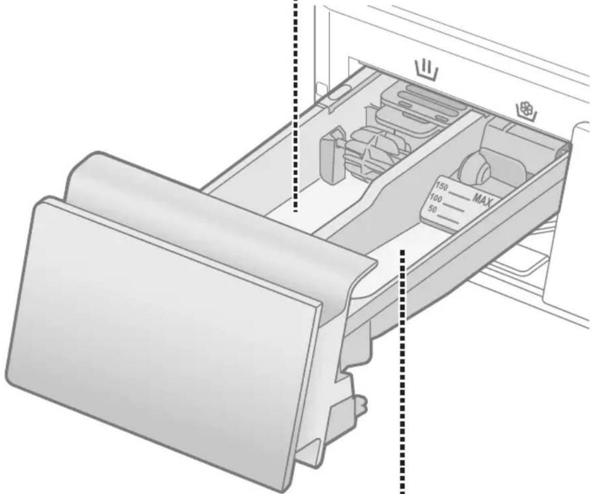 Technical line drawing of a mechanical device interior showing internal compartments and mounting points (no text or symbols)