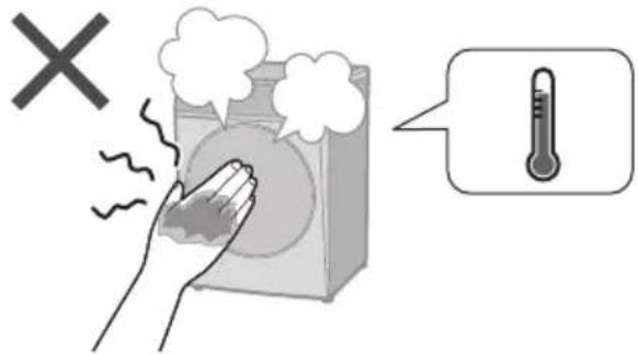 Illustration showing a hand emitting smoke next to a thermometer, with a 'X' symbol indicating no exhaust.