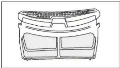 Line drawing of a microwave oven with two compartments and top lid (no text or symbols)