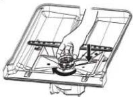 Technical line drawing of a mechanical assembly with a hand operating a valve (no text or symbols)
