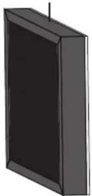 3D rendering of a black rectangular panel or cabinet with a vertical line above it (no text or symbols visible)