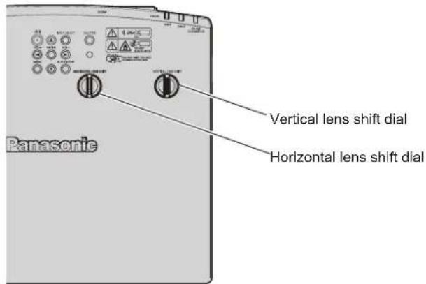 Panasonic Vertical lens shift dial Horizontal lens shift dial