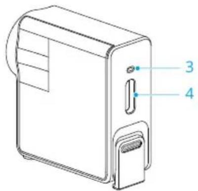 Technical diagram of a device casing with labeled parts 3 and 4