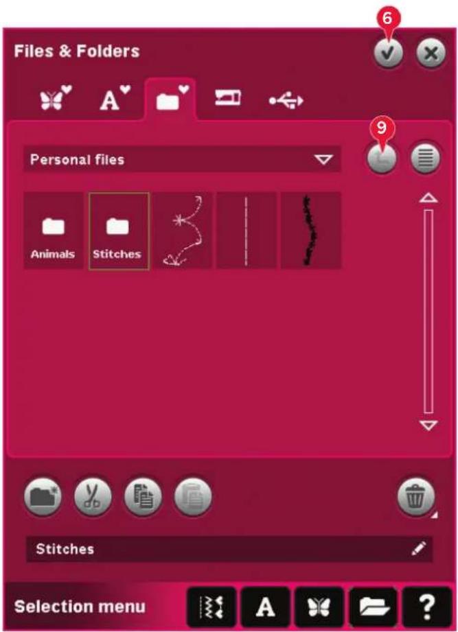 Files & Folders Personal files Animals Stitches Stitches Selection menu