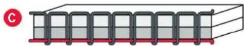 Diagram of a multi-layered structural component with red base and gray fill, no text or symbols present