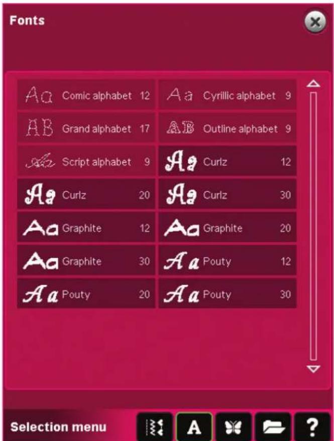 Fonts Aa Comic alphabet 12 Aa Cyrillic alphabet 9 AB Grand alphabet 17 AB Outline alphabet 9 Aa Script alphabet 9 Aa Curlz 12 Aa Curlz 20 Aa Curlz 30 Aa Graphite 12 Aa Graphite 20 Aa Graphite 30 Aa Pouty 12 Aa Pouty 20 Aa Pouty 30 Selection menu