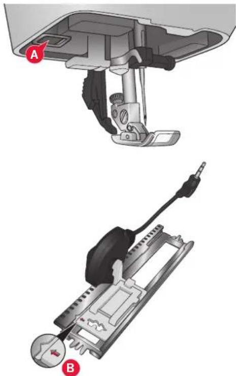 Technical diagram showing a mechanical assembly with labeled parts A and B, likely illustrating a disassembly or repair process.