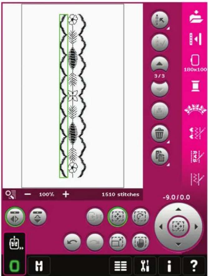 Screenshot of a music editing interface showing a musical staff with floral patterns and playback controls