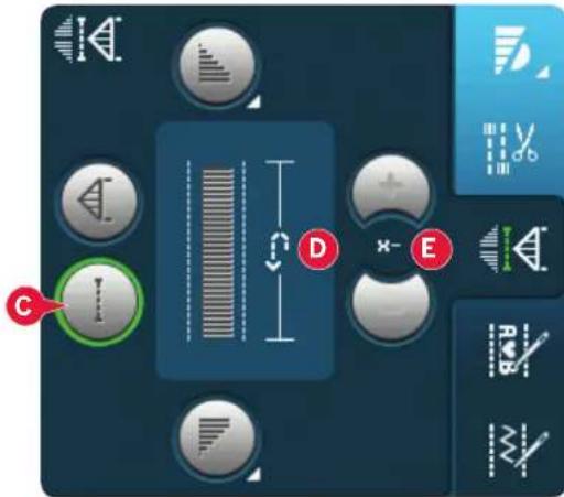 Control panel interface with labeled buttons and a vertical bar, showing icons for editing or navigation functions.