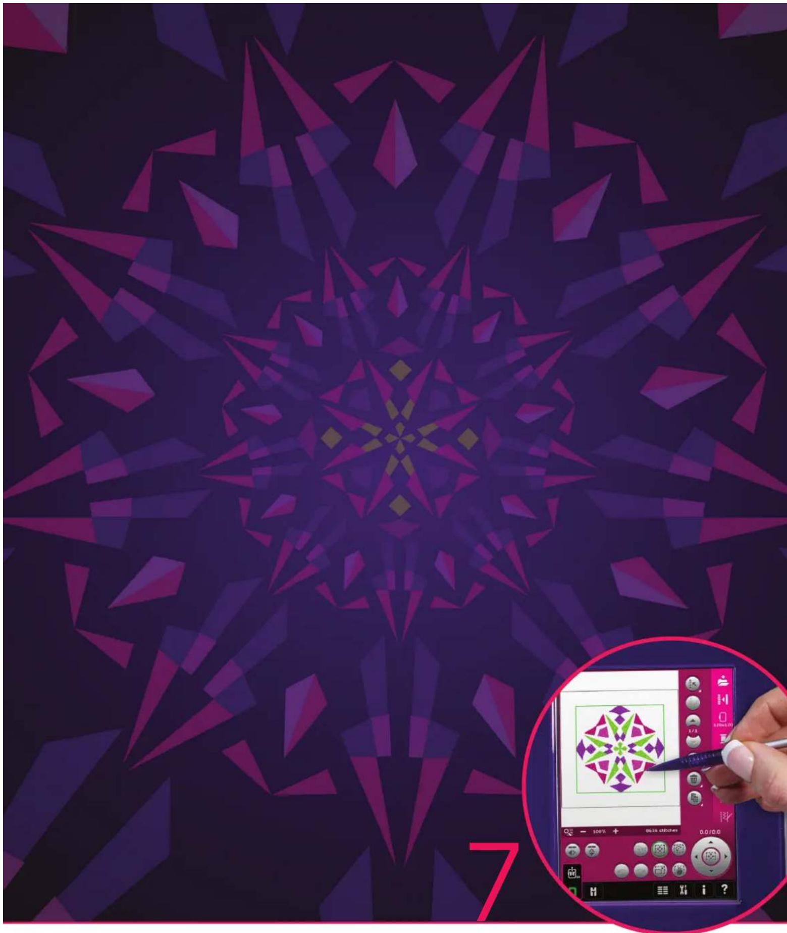 Digital illustration of a stylized pink snowflake with geometric patterns, displayed on a dark background (no text or symbols)